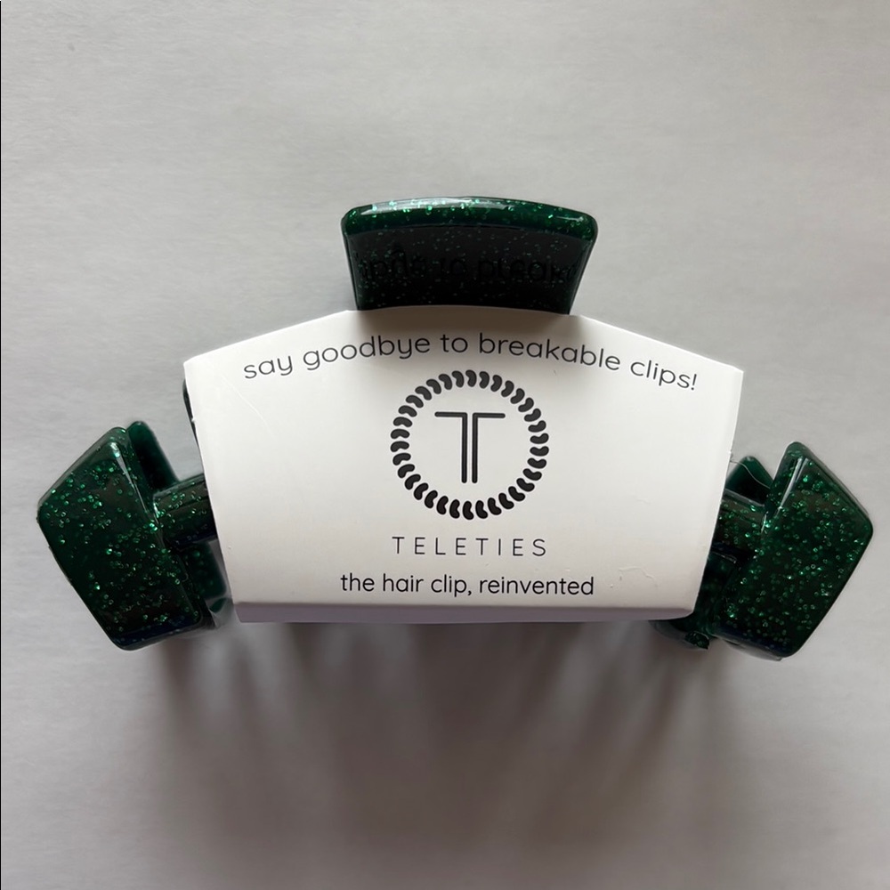 Teleties Green Glitter Hair Clip